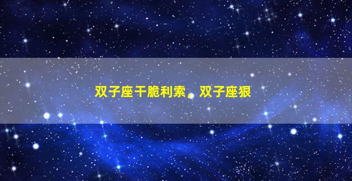 双子座干脆利索，双子座狠