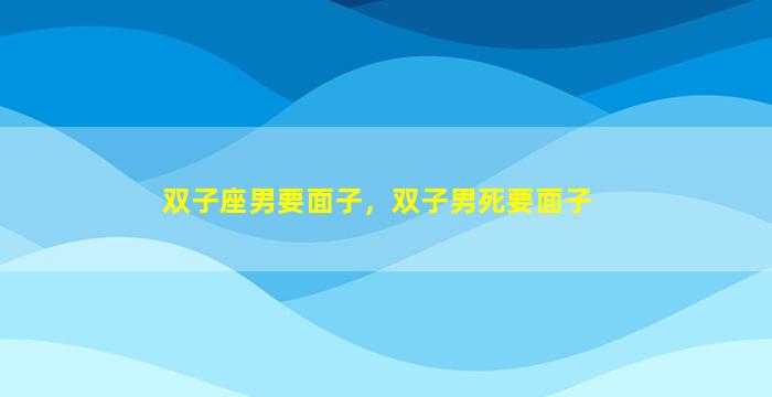 双子座男要面子，双子男死要面子