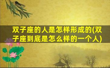 双子座的人是怎样形成的(双子座到底是怎么样的一个人)