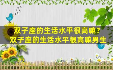 双子座的生活水平很高嘛？双子座的生活水平很高嘛男生