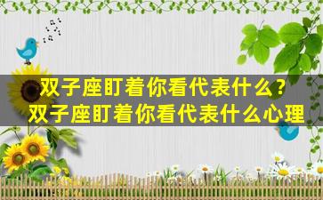 双子座盯着你看代表什么？双子座盯着你看代表什么心理