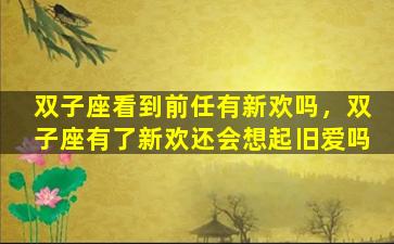 双子座看到前任有新欢吗，双子座有了新欢还会想起旧爱吗