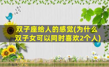 双子座给人的感觉(为什么双子女可以同时喜欢2个人)