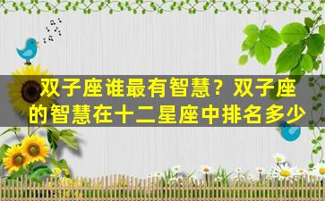 双子座谁最有智慧？双子座的智慧在十二星座中排名多少