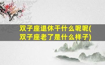 双子座退休干什么呢呢(双子座老了是什么样子)