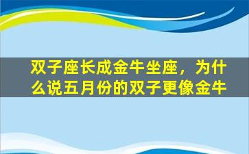 双子座长成金牛坐座，为什么说五月份的双子更像金牛