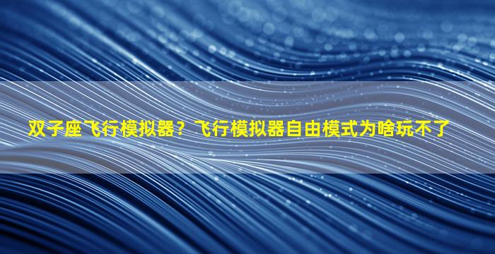 双子座飞行模拟器？飞行模拟器自由模式为啥玩不了