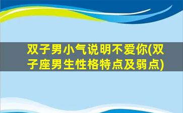 双子男小气说明不爱你(双子座男生性格特点及弱点)