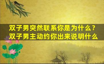 双子男突然联系你是为什么？双子男主动约你出来说明什么