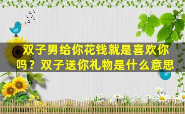 双子男给你花钱就是喜欢你吗？双子送你礼物是什么意思