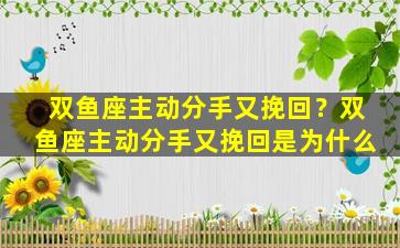 双鱼座主动分手又挽回？双鱼座主动分手又挽回是为什么