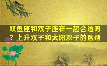 双鱼座和双子座在一起合适吗？上升双子和太阳双子的区别