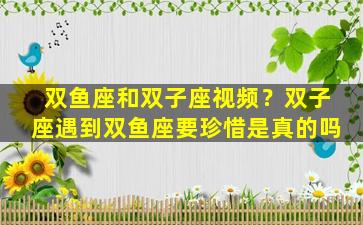 双鱼座和双子座视频？双子座遇到双鱼座要珍惜是真的吗