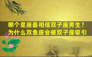 哪个星座最相信双子座男生？为什么双鱼座会被双子座吸引