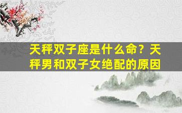 天秤双子座是什么命？天秤男和双子女绝配的原因