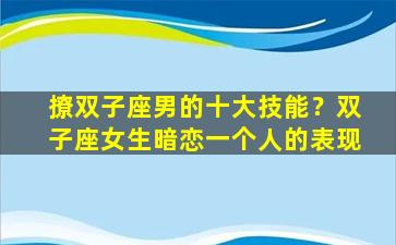 撩双子座男的十大技能？双子座女生暗恋一个人的表现