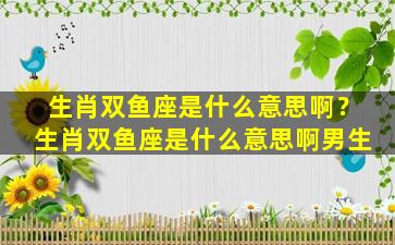 生肖双鱼座是什么意思啊？生肖双鱼座是什么意思啊男生