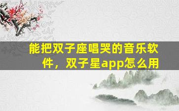 能把双子座唱哭的音乐软件，双子星app怎么用