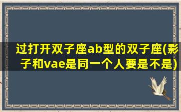 过打开双子座ab型的双子座(影子和vae是同一个人要是不是)